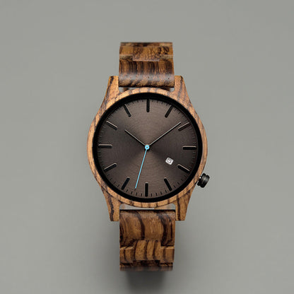 Sebastian Wooden Quartz Wristwatch | Minimalist Dial Date Window Wristwatch