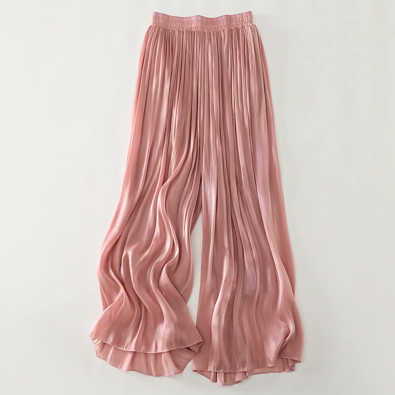 Pleated Relaxed Fit Wide-Leg Pants for Women – Comfortable Casual Wear