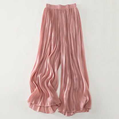 Pleated Relaxed Fit Wide-Leg Pants for Women – Comfortable Casual Wear