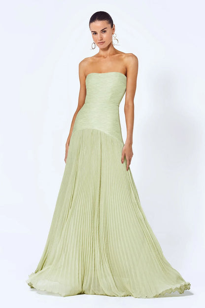 Women's Maxi Dress – Strapless Fit – Pleated Skirt – Elegant Flowy Design