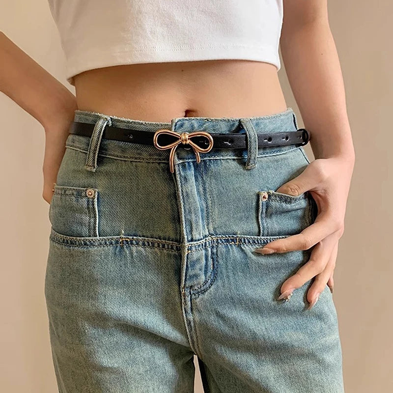 Viola Skinny Belt | Bow Buckle Adjustable Length Belt