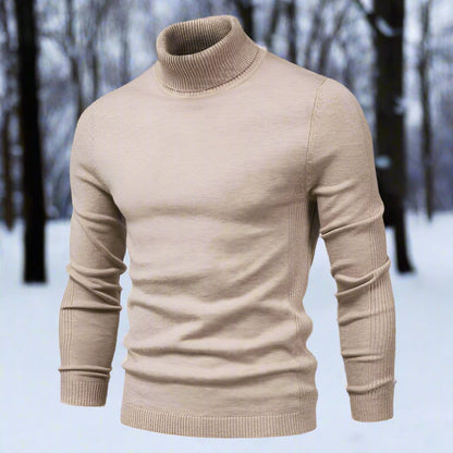 Men's Sweater - Turtleneck - Slim Fit - Soft Knit - Ribbed Edges