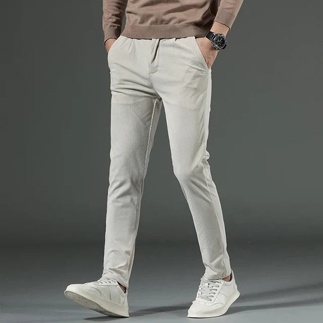 George Relaxed Trousers | Pleated Ribbed Side Pockets Trousers