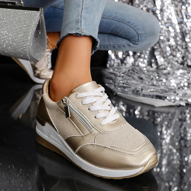 Isla Platform Sneakers | Lace-Up Metallic Accent Platform Sneakers