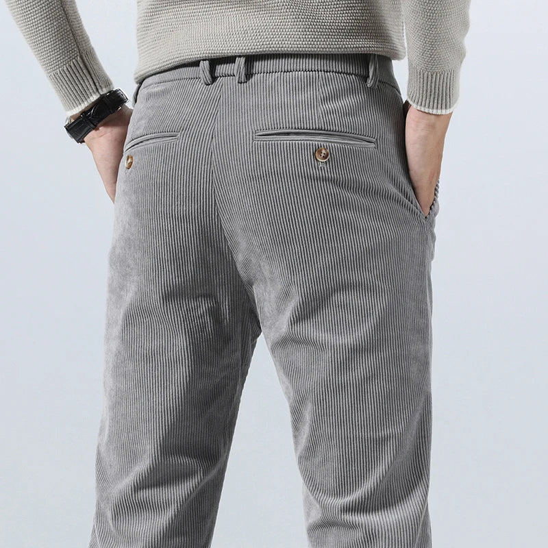 George Relaxed Trousers | Pleated Ribbed Side Pockets Trousers