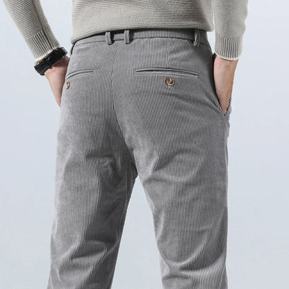 George Relaxed Trousers | Pleated Ribbed Side Pockets Trousers