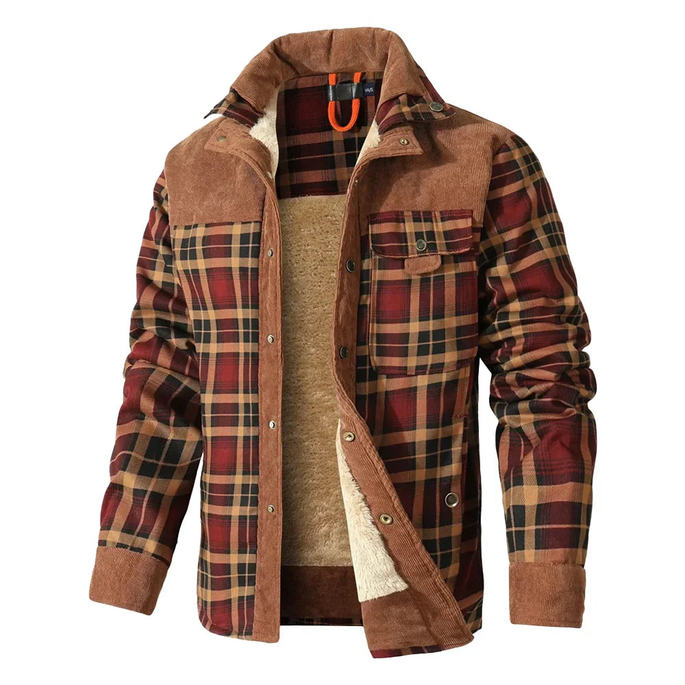 Harry Plaid Relaxed Fit Shirt Jacket | Fleece Lined Corduroy Shirt Jacket