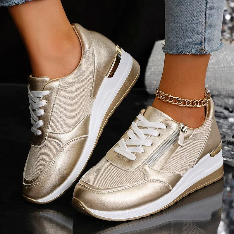 Isla Platform Sneakers | Lace-Up Metallic Accent Platform Sneakers