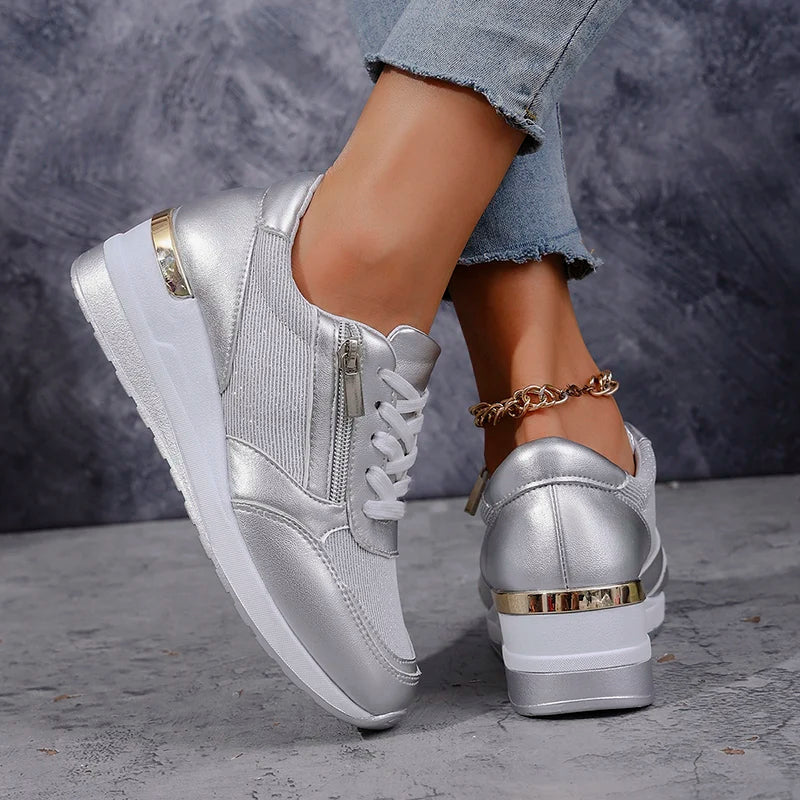 Isla Platform Sneakers | Lace-Up Metallic Accent Platform Sneakers