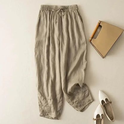 Relaxed Linen Blend Tapered Pants for Women – Breathable Everyday Comfort