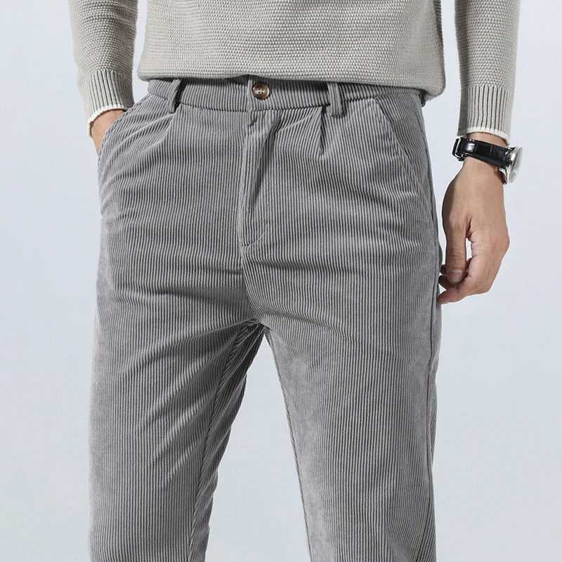 George Relaxed Trousers | Pleated Ribbed Side Pockets Trousers