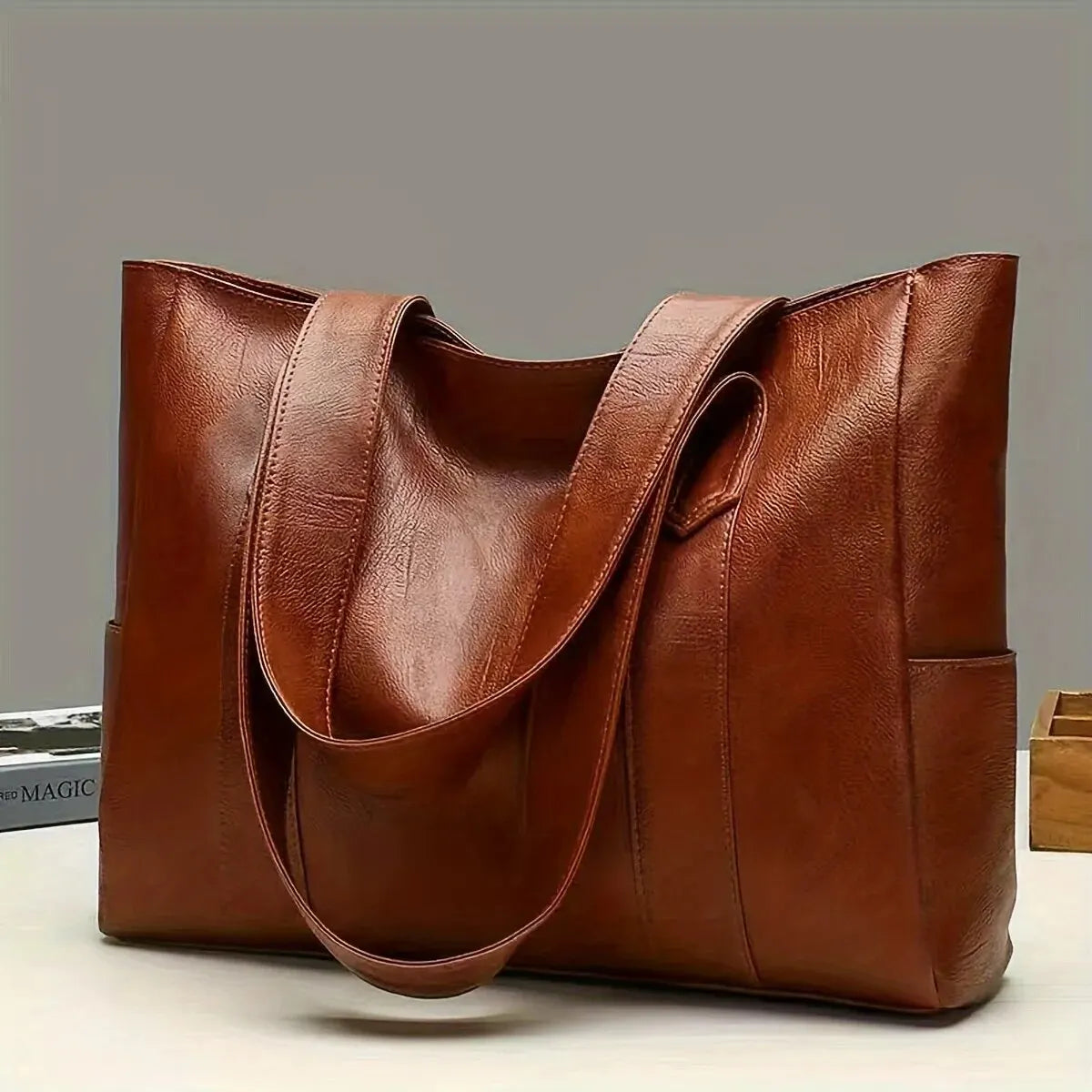 Classic Leather-inspired Tote Bag for Women – Spacious Everyday Elegance