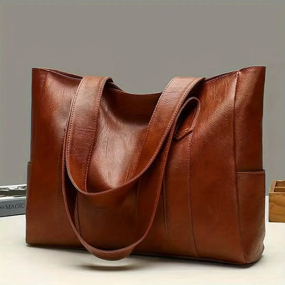 Classic Leather-inspired Tote Bag for Women – Spacious Everyday Elegance