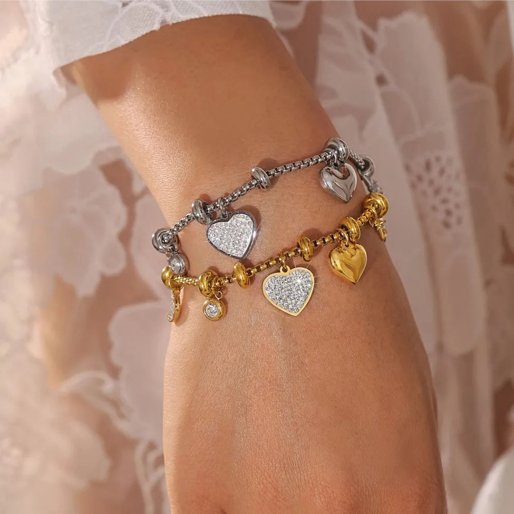 Amelia Adjustable Charm Bracelet | Pave Setting Lobster Clasp Bracelet