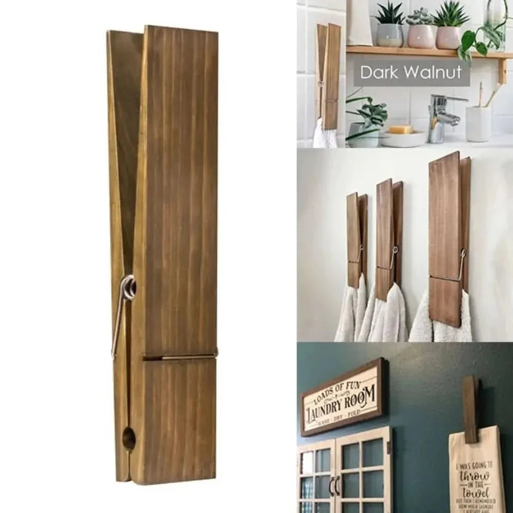Minimalist Wooden Towel Holder with Metal Clip