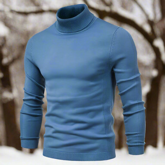 Men's Sweater - Turtleneck - Slim Fit - Soft Knit - Ribbed Edges