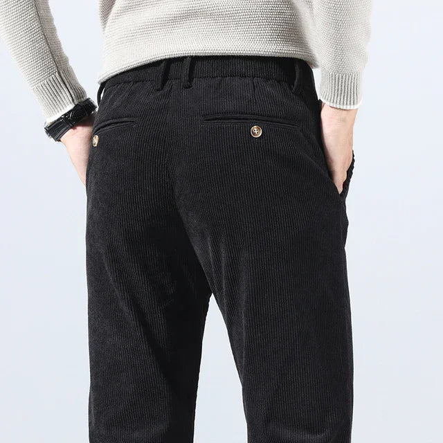 George Relaxed Trousers | Pleated Ribbed Side Pockets Trousers