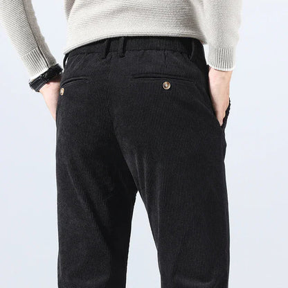 George Relaxed Trousers | Pleated Ribbed Side Pockets Trousers
