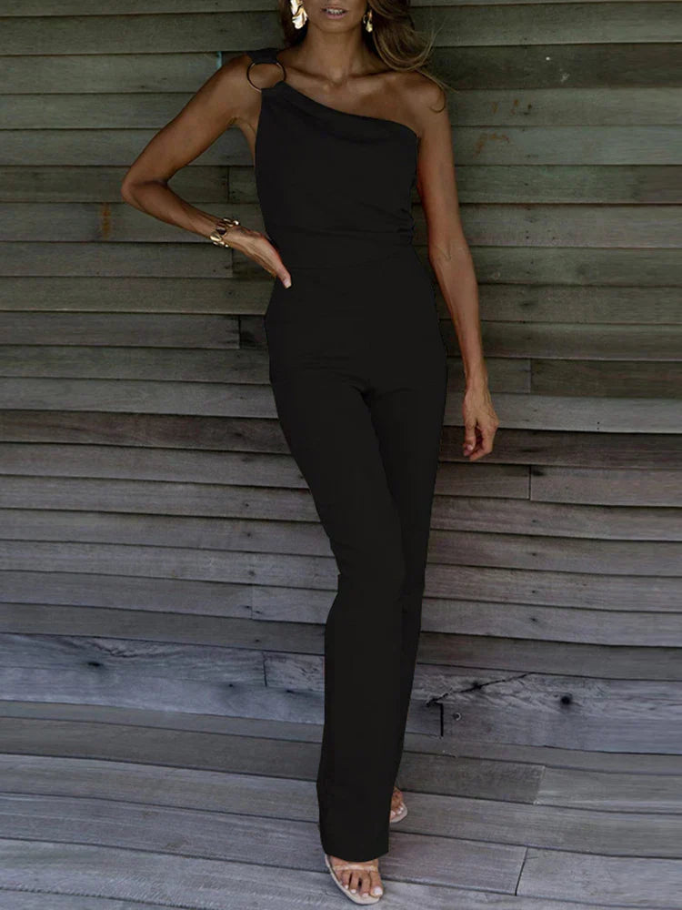Women's Jumpsuit – One-Shoulder Design – Elegant Fit – Ankle-Length Cut