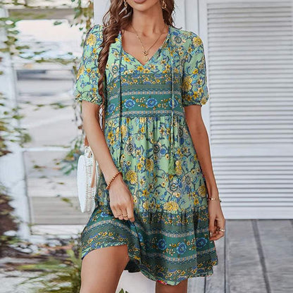 Paulina - Unique bohemian dress with short sleeves