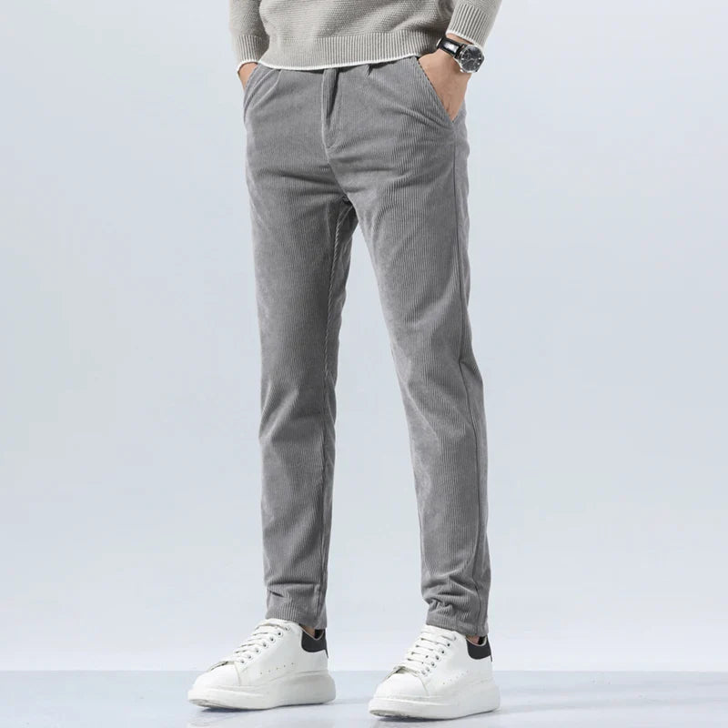 George Relaxed Trousers | Pleated Ribbed Side Pockets Trousers