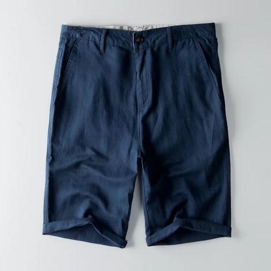 Men's Shorts – Cotton Linen Mix – Relaxed Fit – Knee-Length with Pockets