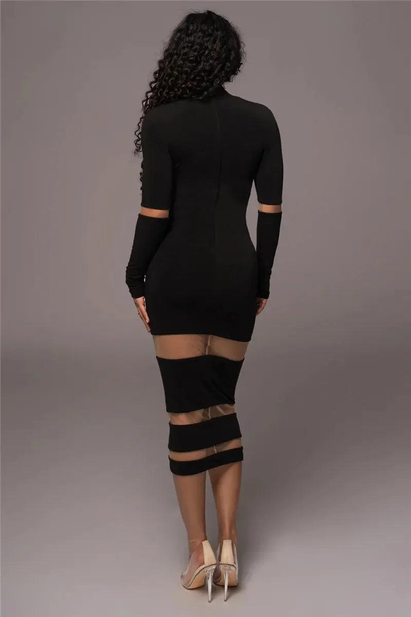 Dress for Women – Bodycon Fit – Stretchable Jersey – Cut-Out Details – Midi Length