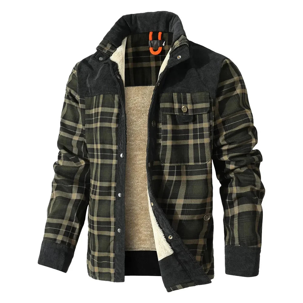 Harry Plaid Relaxed Fit Shirt Jacket | Fleece Lined Corduroy Shirt Jacket