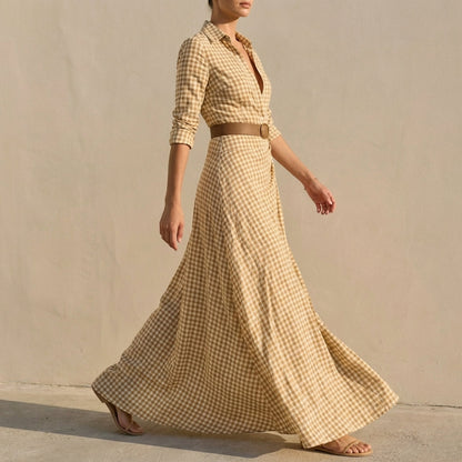 Belted Wrap A-Line Maxi Dress for Women – Stylish Casual Comfort