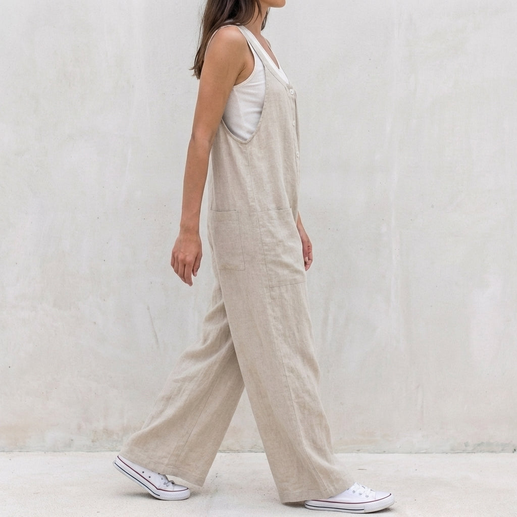 Relaxed Fit Wide Leg Jumpsuit for Women – Comfortable Casual Style