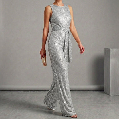 Sparkling Sequin Wide Leg Jumpsuit for Women – Glamorous Evening Elegance