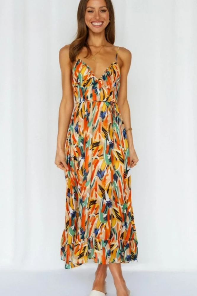Women's Midi Summer Dress - Sleeveless - Spaghetti Straps - Light and Airy Fit
