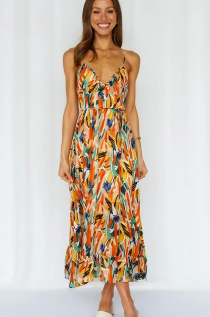 Women's Midi Summer Dress - Sleeveless - Spaghetti Straps - Light and Airy Fit