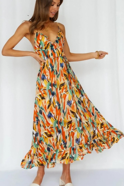 Women's Midi Summer Dress - Sleeveless - Spaghetti Straps - Light and Airy Fit