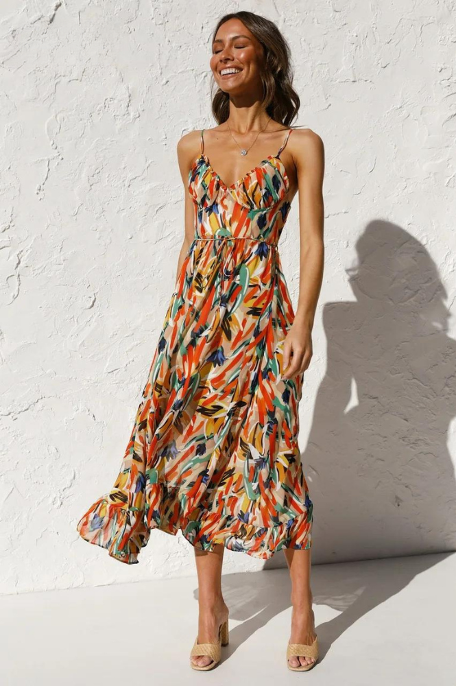 Women's Midi Summer Dress - Sleeveless - Spaghetti Straps - Light and Airy Fit
