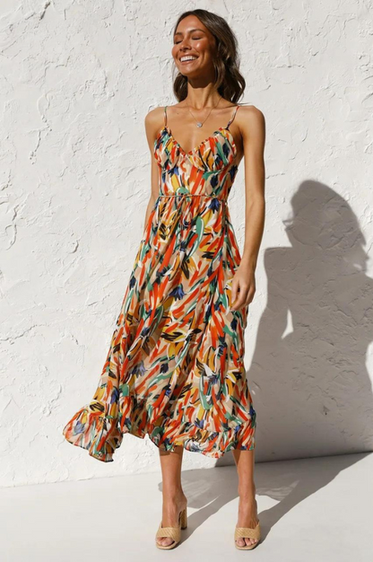 Women's Midi Summer Dress - Sleeveless - Spaghetti Straps - Light and Airy Fit