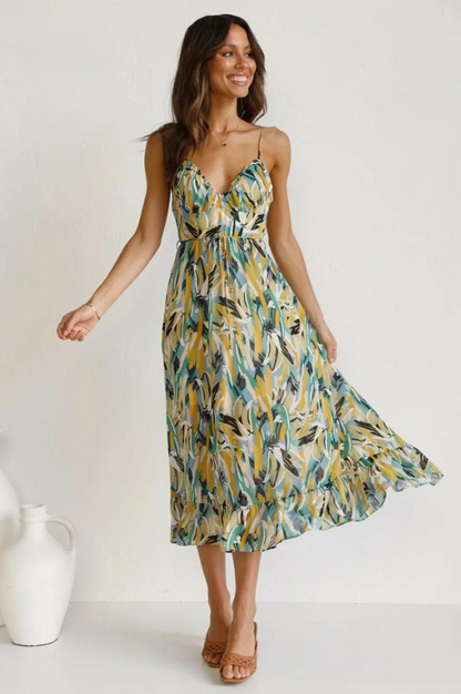 Women's Midi Summer Dress - Sleeveless - Spaghetti Straps - Light and Airy Fit