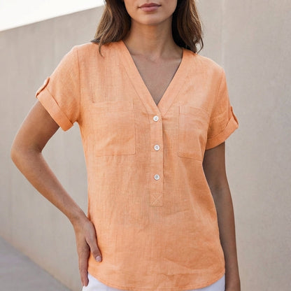 Relaxed Fit Button-Front Shirt for Women – Breathable Casual Comfort