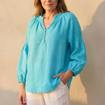 Relaxed Fit Button Front Blouse for Women – Comfortable Casual Elegance