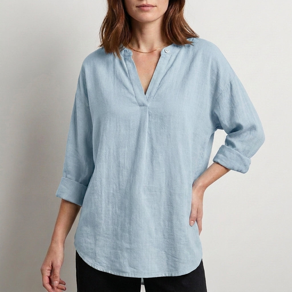 Relaxed Fit V-Neck Blouse for Women – Effortless Everyday Comfort