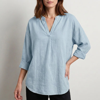 Relaxed Fit V-Neck Blouse for Women – Effortless Everyday Comfort