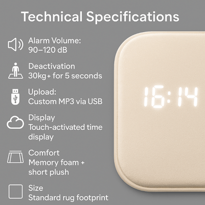 Minimalist Rug Alarm Clock with Pressure Sensor