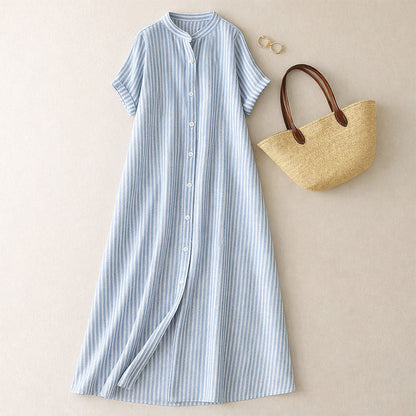 Relaxed Fit Striped Maxi Dress for Women – Breathable & Effortless Style