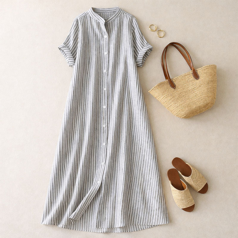 Relaxed Fit Striped Maxi Dress for Women – Breathable & Effortless Style