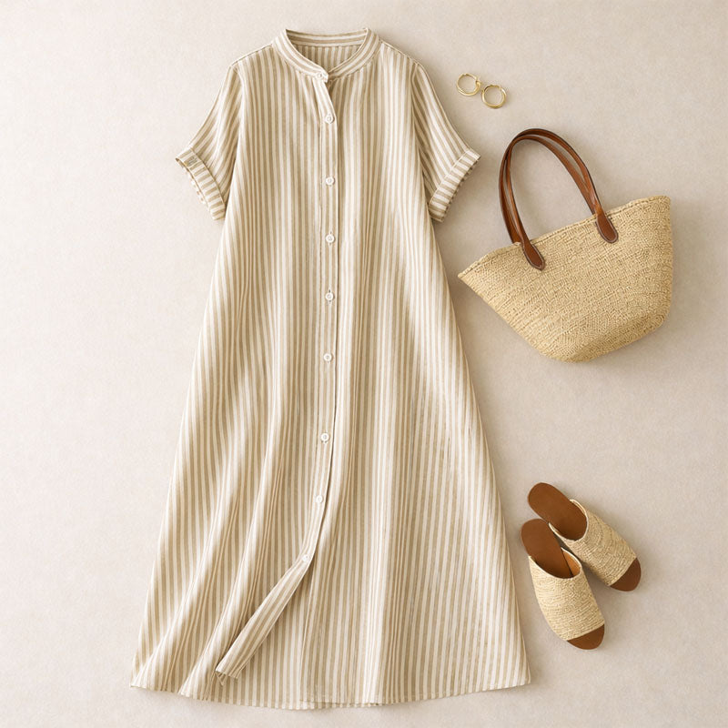 Relaxed Fit Striped Maxi Dress for Women – Breathable & Effortless Style