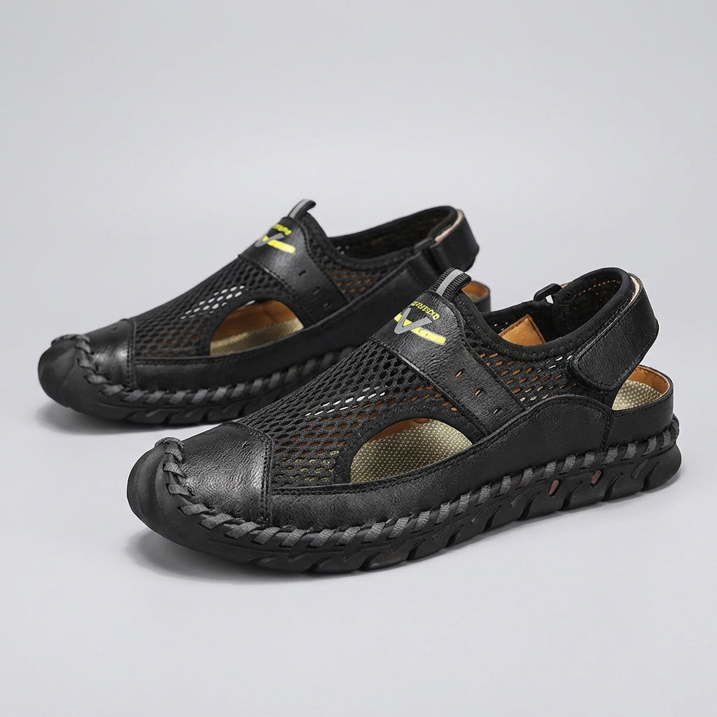 Hand-Stitched Closed Toe Sandals for Men – Breathable & Adjustable Comfort