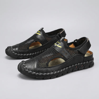 Hand-Stitched Closed Toe Sandals for Men – Breathable & Adjustable Comfort
