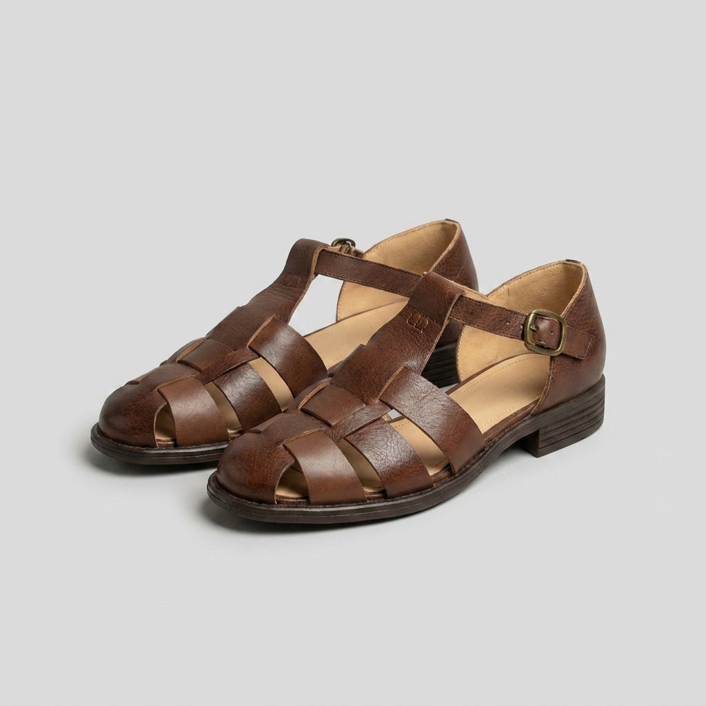 Ankle-Strap Buckled Caged Fisherman Sandals for Women – Stylish & Comfortable