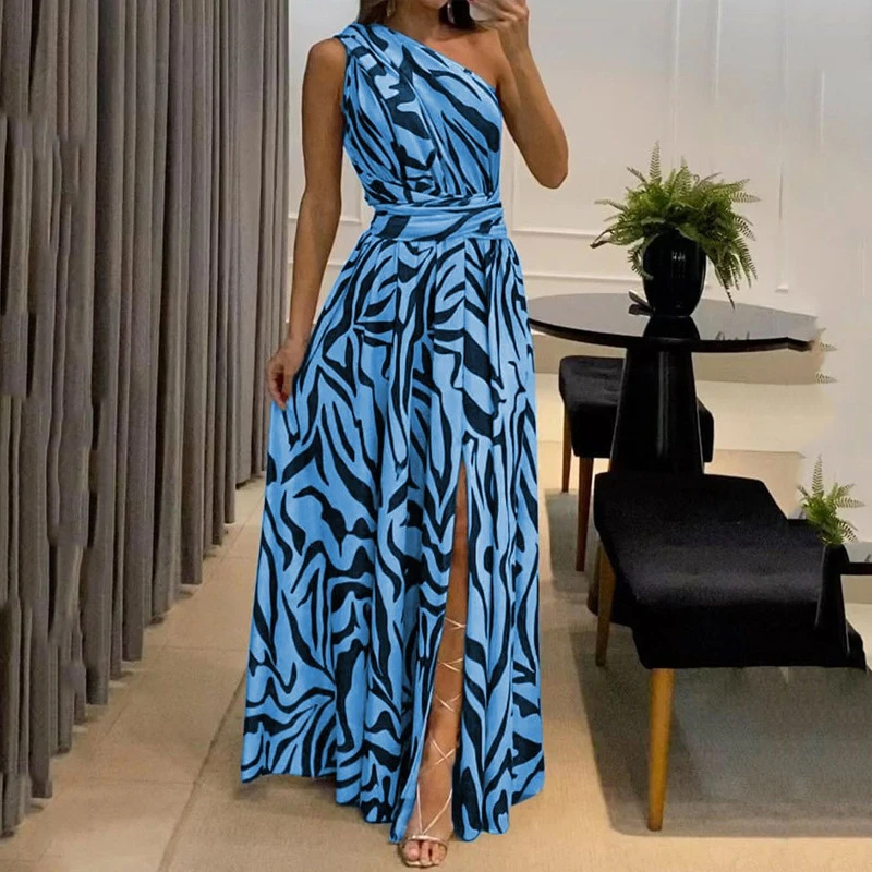 Women's Maxi Dress – One Shoulder – Asymmetric Cut – Elegant Details – Loose Fit