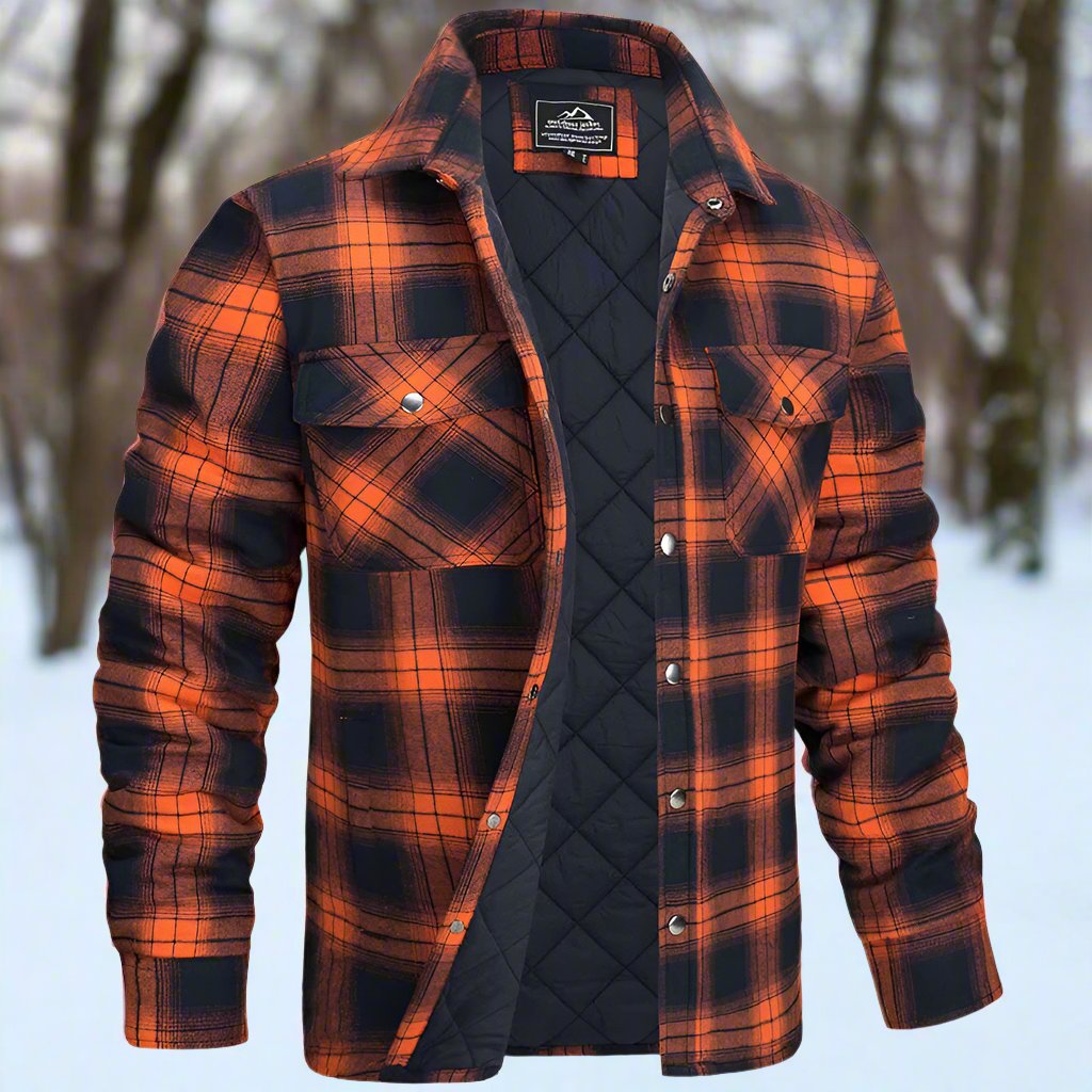 Oliver Quilted Check Relaxed Fit Shirt Jacket | Snap Closure Chest Pockets Shirt Jacket
